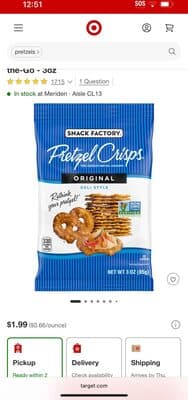 Pretzel Crisps Original (3 oz)